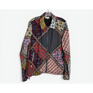 Raga Man Raaj Quilt Jacket Mens Large Collared Patchwork Boho Full Zip